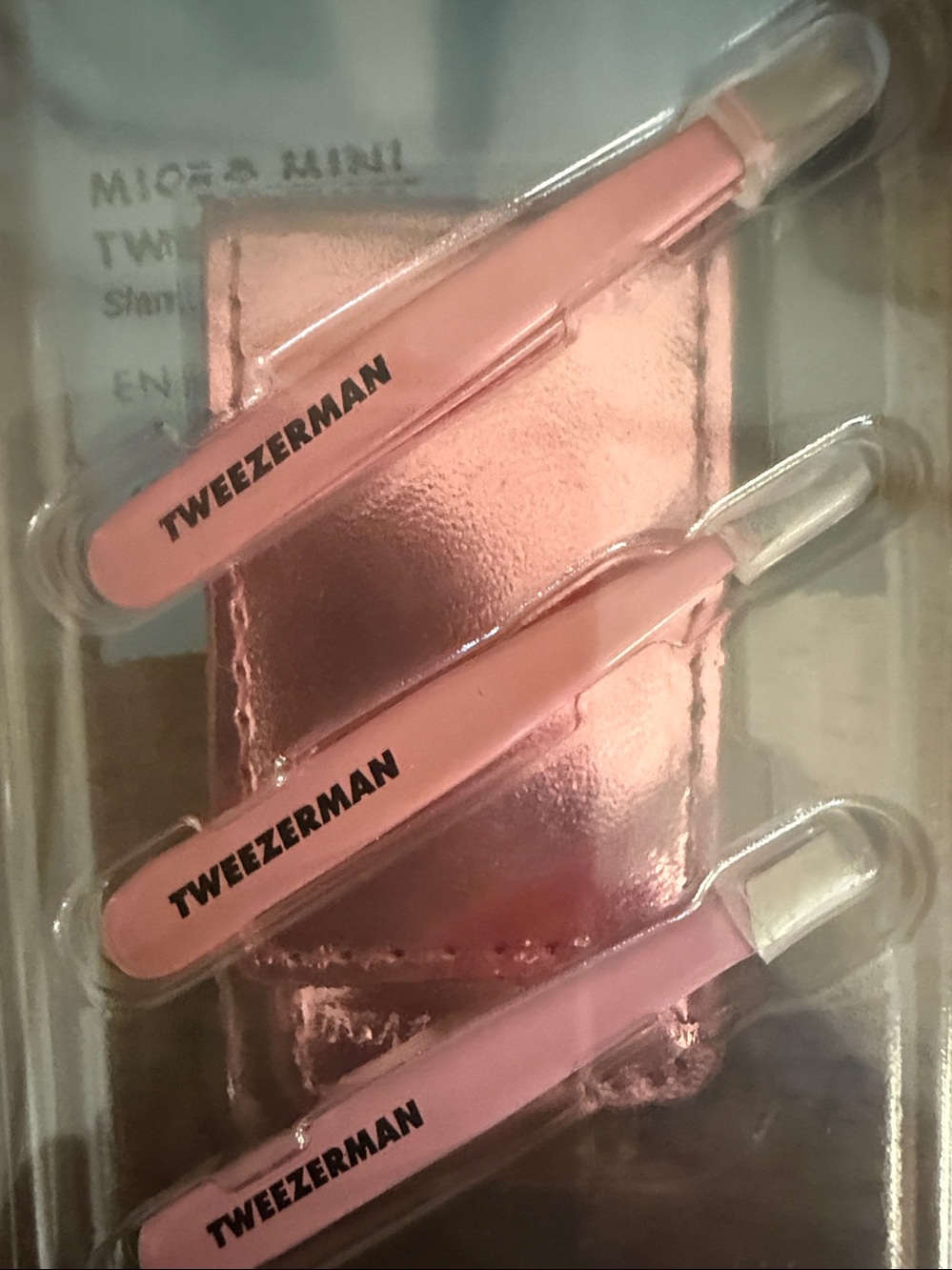 Tweezerman Award Winning Micro Mini Tweezer Set - 3 Pack Slant,Point&Flat-Pink